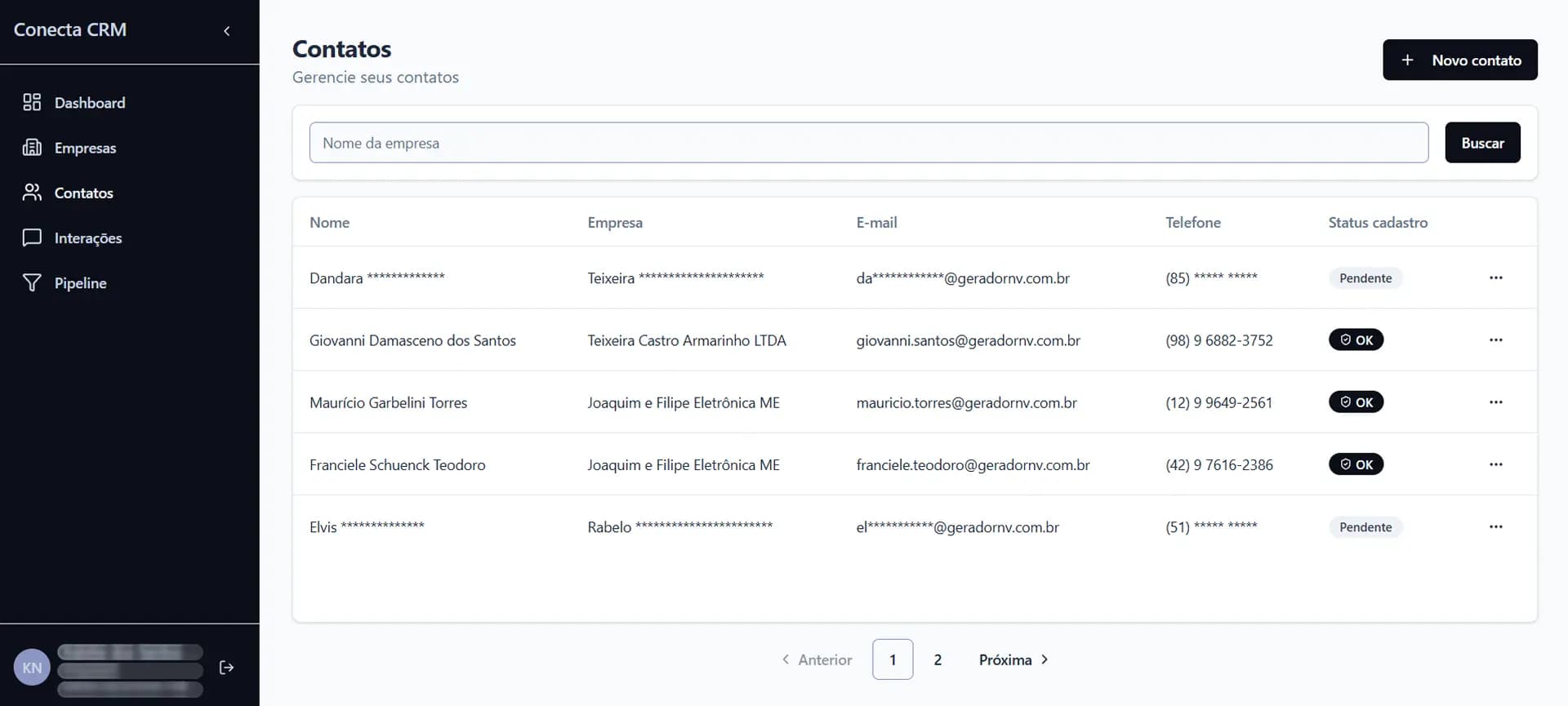 Conecta CRM - Pipeline de vendas