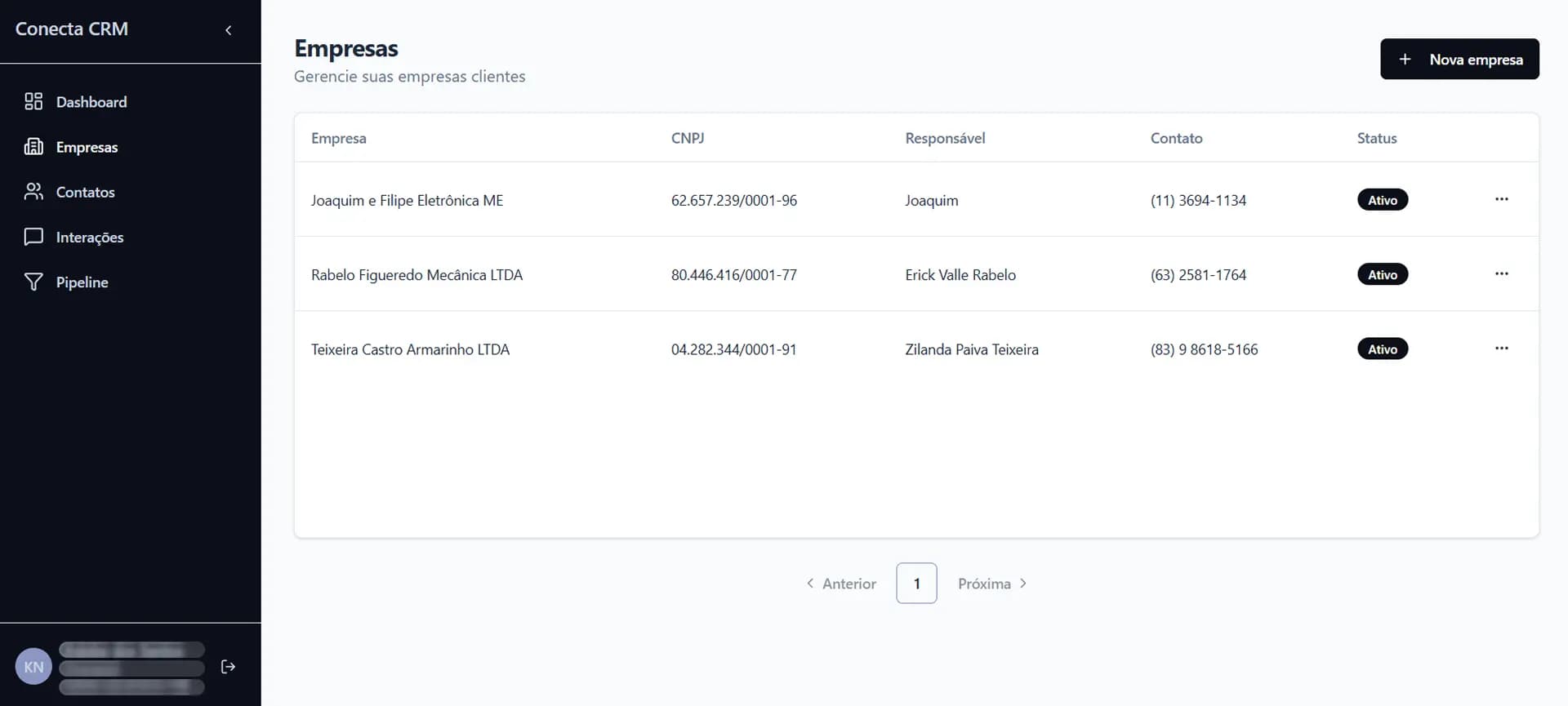 Conecta CRM - Pipeline de vendas