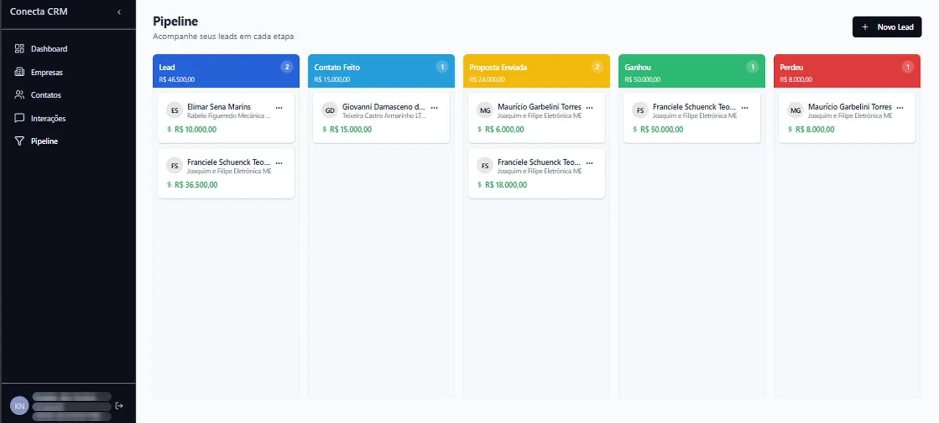Conecta CRM - Pipeline de vendas